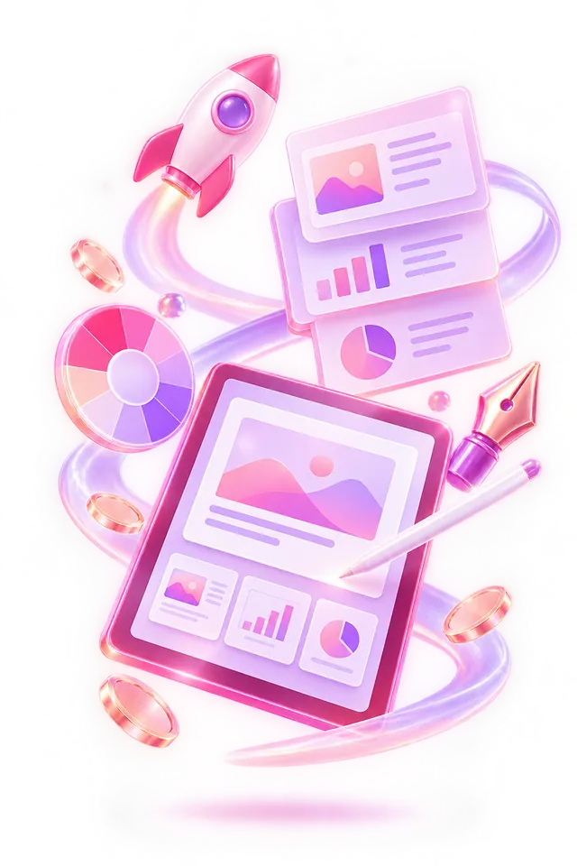 A tablet with a stylus, slide layouts and a palette